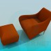 modèle 3D Chaise avec pouf - preview
