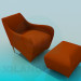 modèle 3D Chaise avec pouf - preview