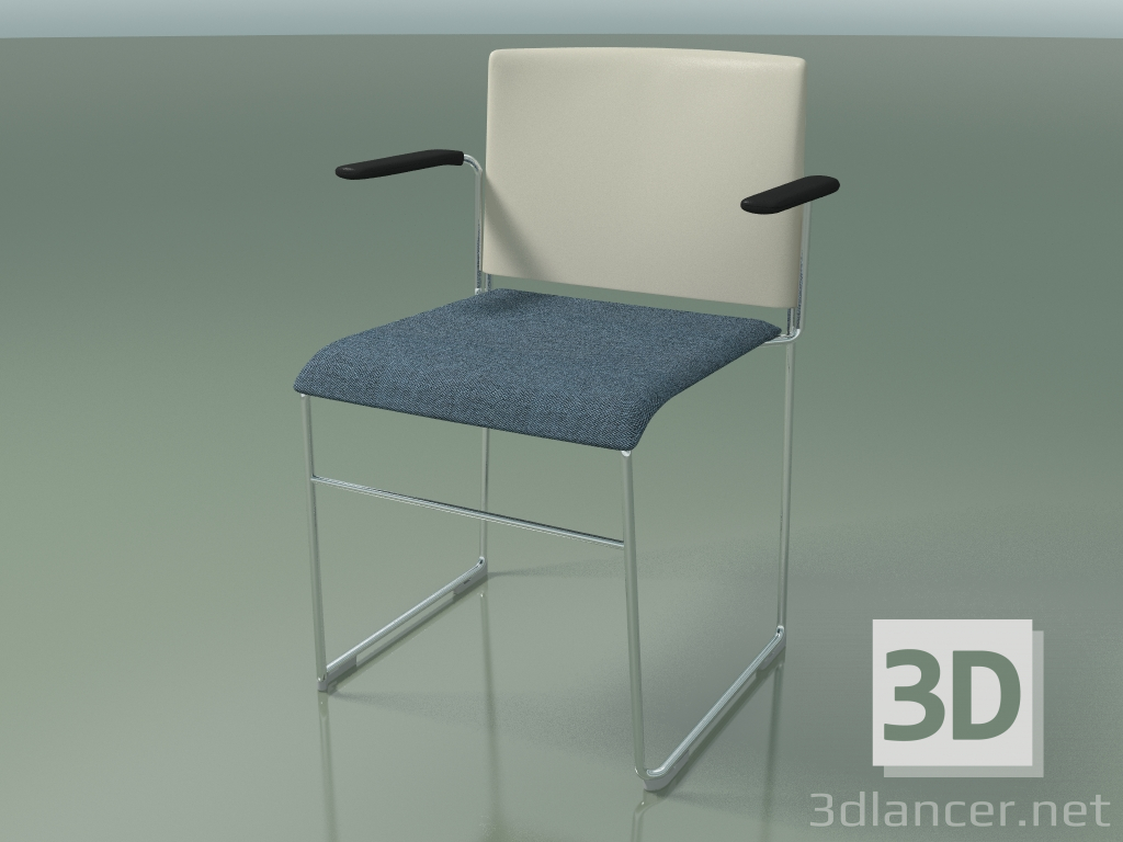 modello 3D Sedia impilabile con braccioli 6604 (rivestimento seduta, polipropilene avorio, CRO) - anteprima