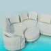 3d model Modular sofa with oval pouffe - preview