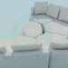 3d модель Сборный диван с овальным пуфиком – превью
