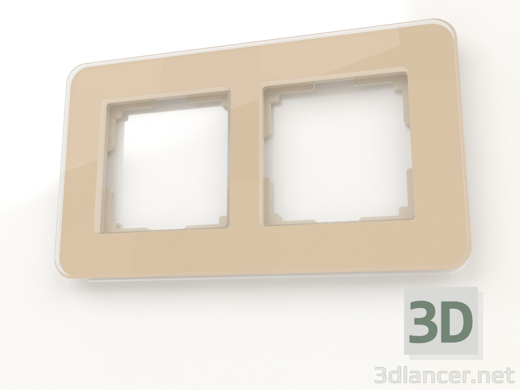 3D Modell Glasrahmen für 2 Pfosten Elite (Elfenbein) - Vorschau