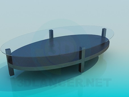 3d model Oval coffee table with glass surface - preview