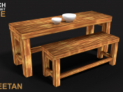 3D Bench Table Game Asset - Niedrige Poly