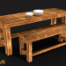 3D Modell 3D Bench Table Game Asset - Niedrige Poly - Vorschau