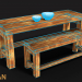 Modelo 3d Ativo de jogo de mesa de banco 3D - Low poly - preview