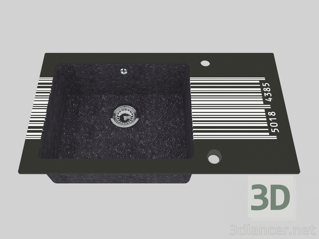 Modelo 3d Lavagem de granito de vidro, 1 câmara com uma asa para secagem - a borda redonda Capella (ZSC GD1C) - preview