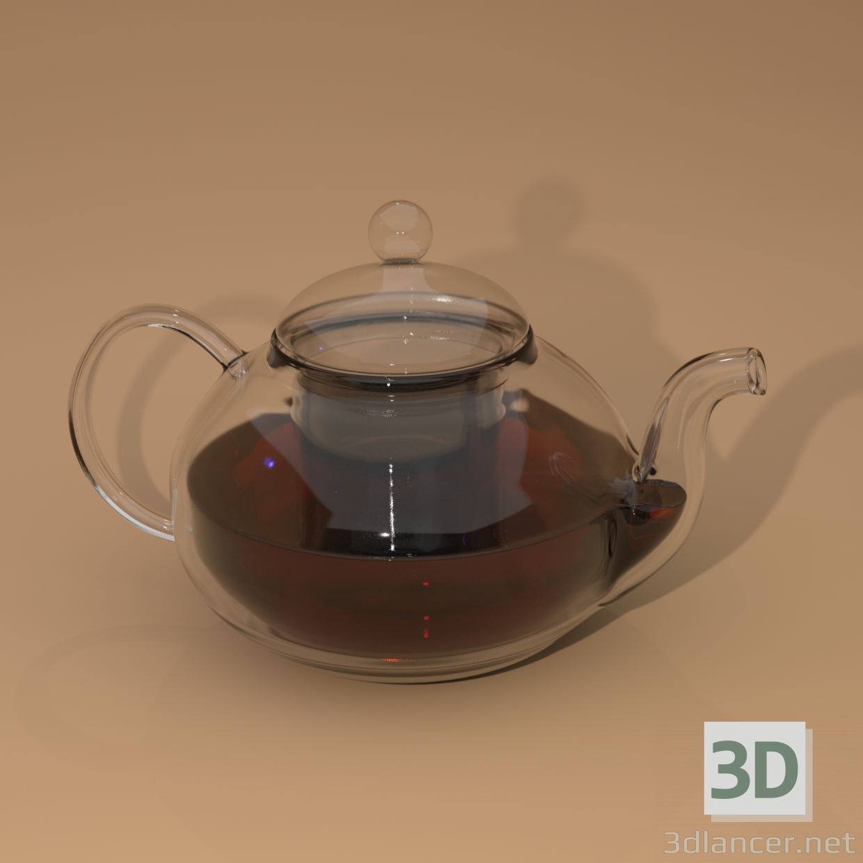 3d Glass teapot with lid and teapot model buy - render