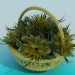 3 डी मॉडल टोकरी में फूलों के साथ - पूर्वावलोकन