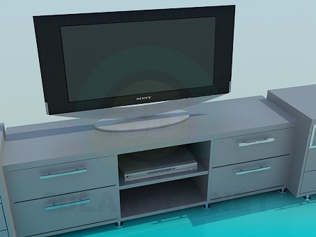 3d model TV table - preview