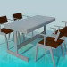 Modelo 3d Mesa e cadeiras para Cafe - preview