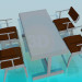 modèle 3D Table et chaises pour café - preview
