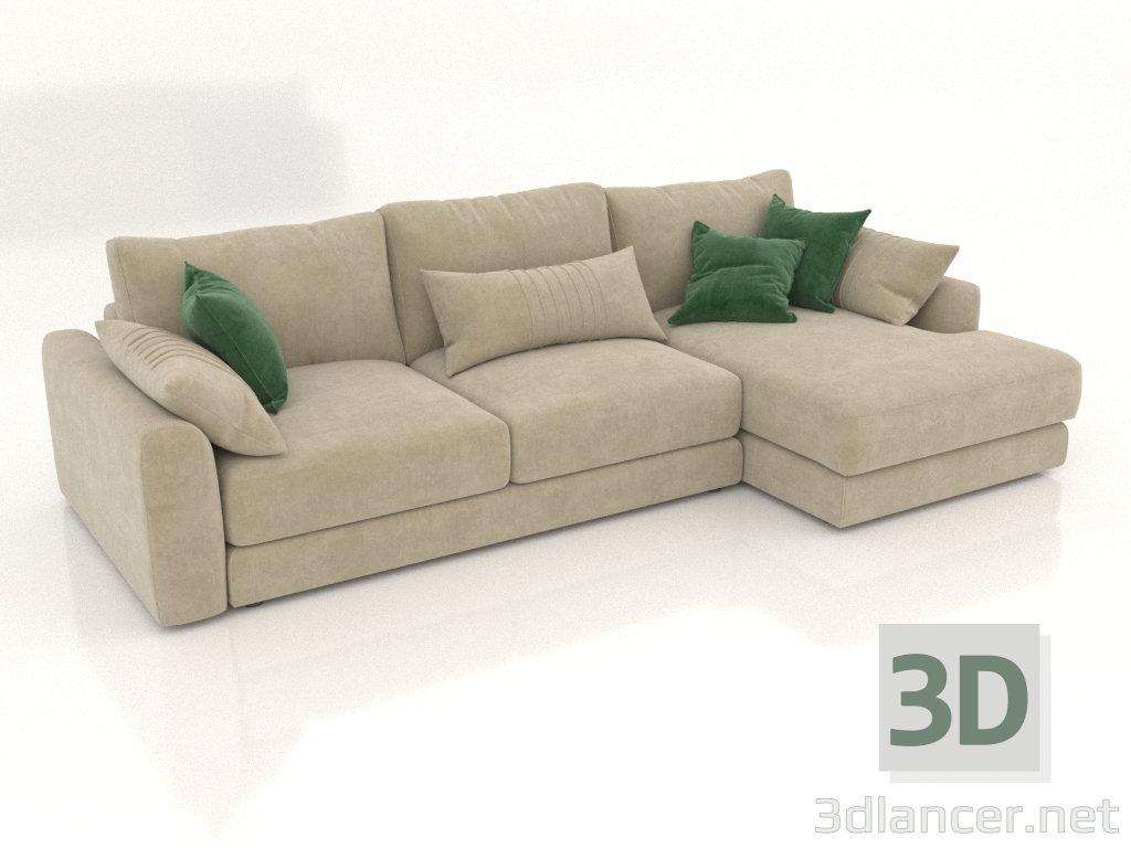 modello 3D Divano letto SHERLOCK (opzione rivestimento 1) - anteprima