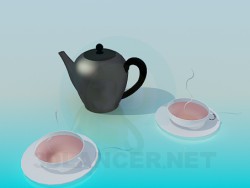 Wasserkocher mit zwei Tassen