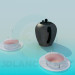3D Modell Wasserkocher mit zwei Tassen - Vorschau