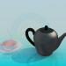 3d model Kettle with two cups - preview