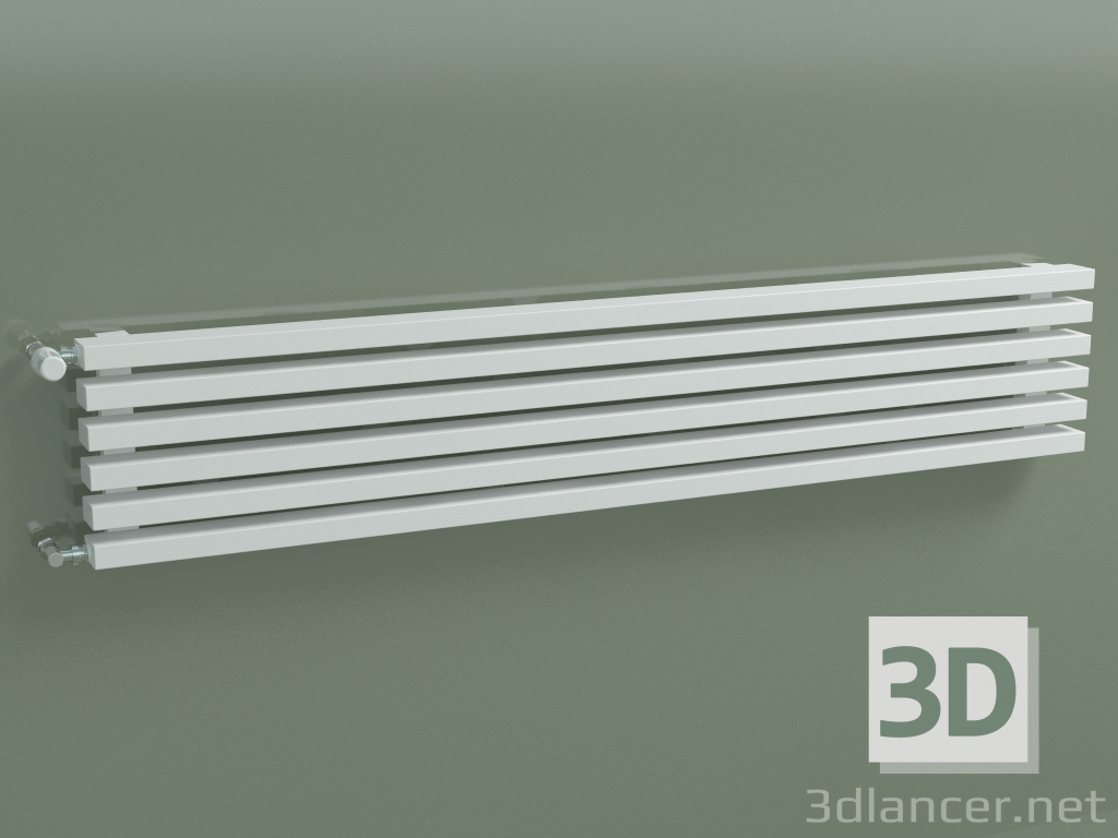 modello 3D Radiatore orizzontale RETTA (6 sezioni 1500 mm 60x30, bianco opaco) - anteprima
