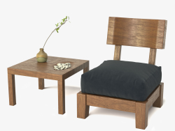 Cadeira e mesa de madeira maciça