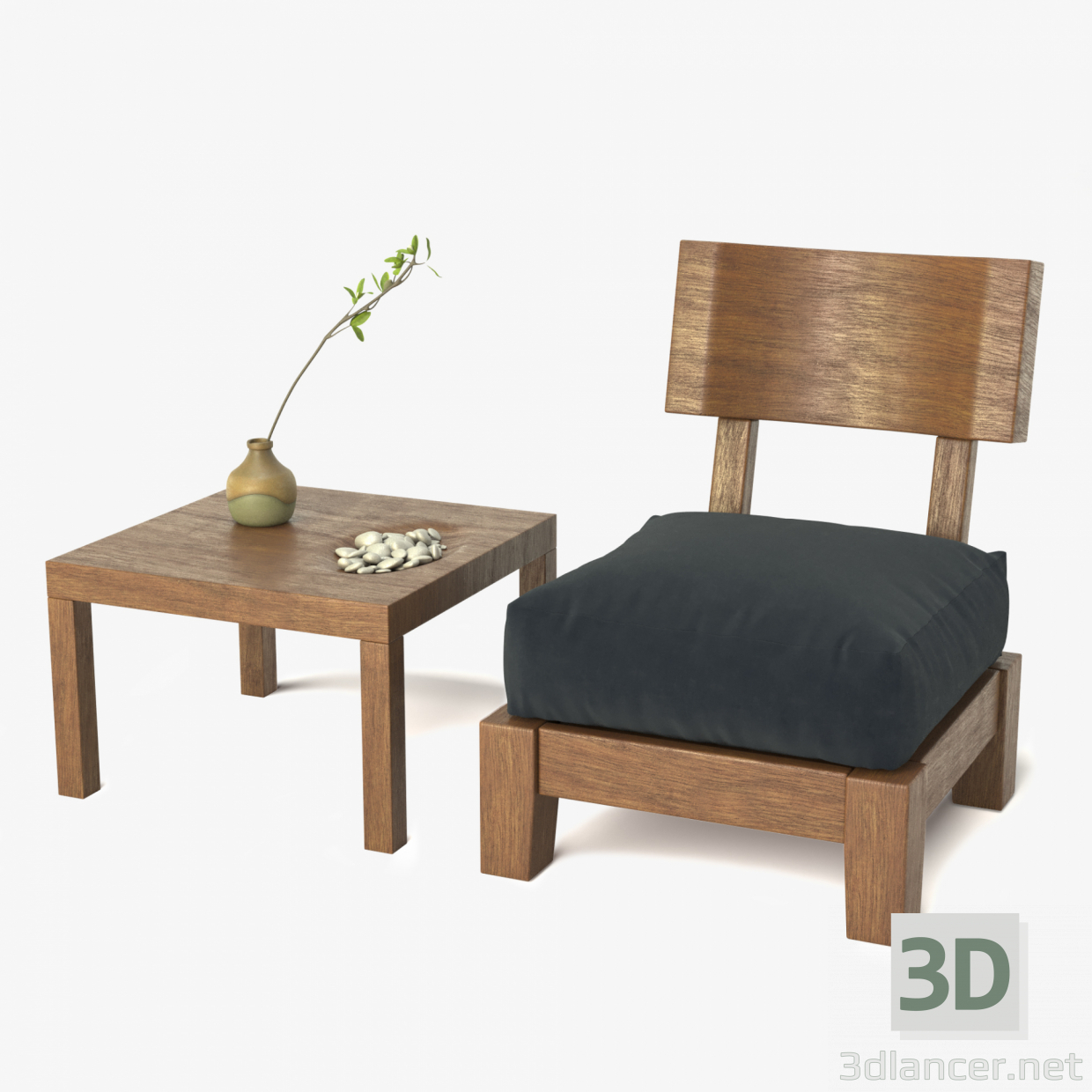 3d Стіл і стіл із масиву дерева модель купити - зображення