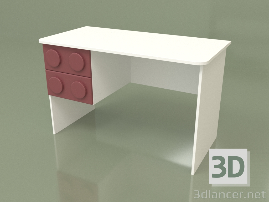 3D modeli Sol yazı masası (Bordo) - önizleme