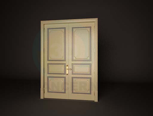 3D Modell Zweiflügeliege Holztür - Vorschau