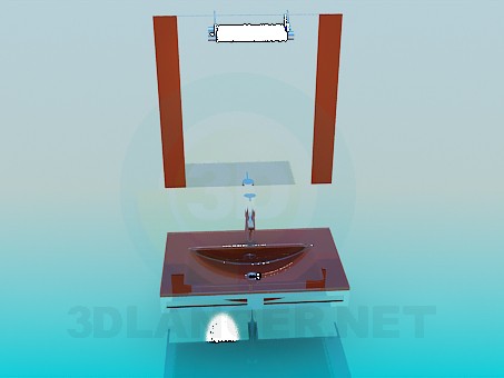 3d модель Умывальник с зеркалом High Poly – превью