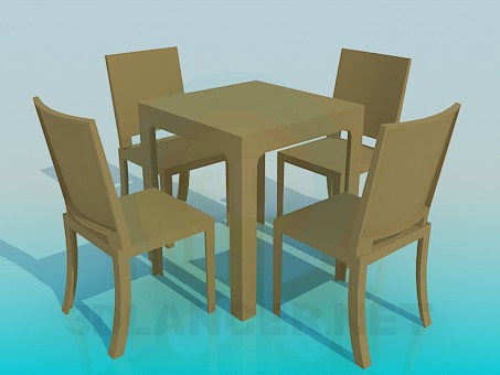 3d model Mesa con juego de sillas - vista previa