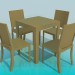 modèle 3D Table avec chaises ensemble - preview