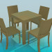 3 डी मॉडल टेबल कुर्सियों सेट के साथ - पूर्वावलोकन