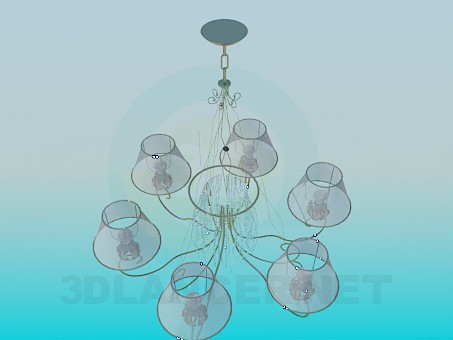 3d model Chandelier with transparent lampshades - preview