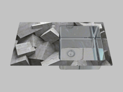 Washing glass-steel, 1 chamber with a wing for drying - Edge Diamond Pallas (ZSP 0B2C)