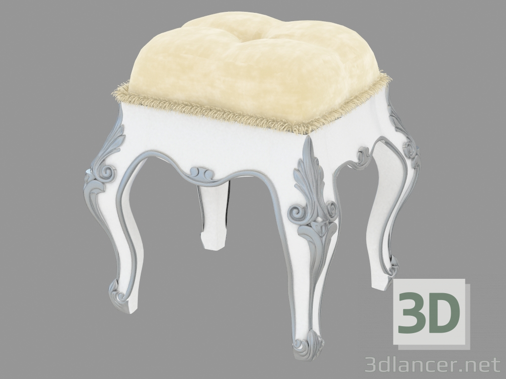 3D Modell Pouf mit geschnitzten Beinen (Art. 11524) - Vorschau