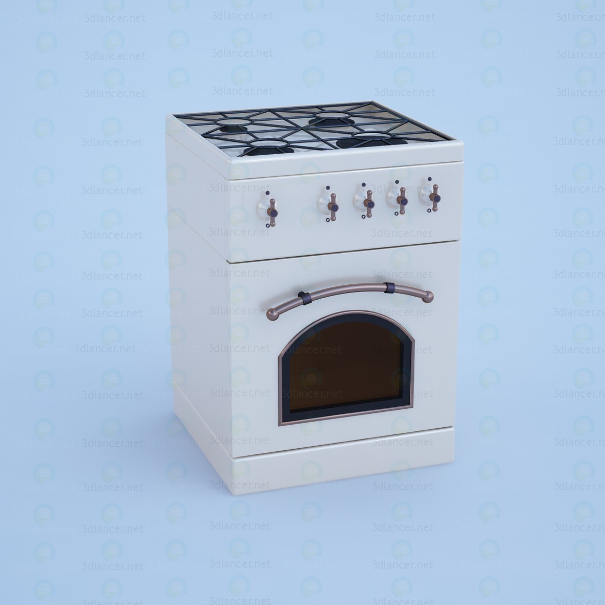 modèle 3D cuisinière à gaz - preview