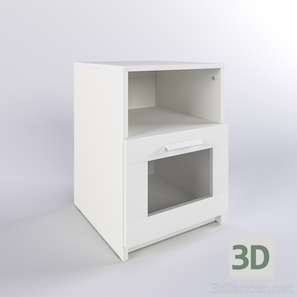 modèle 3D Table de nuit, BRIMNES blanc - preview