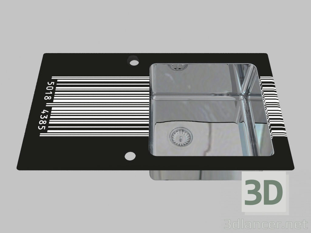 3D Modell Waschen Glas-Stahl, 1 Kammer mit einem Flügel zum Trocknen - Edge Diamond Pallas (ZSP 0D2C) - Vorschau