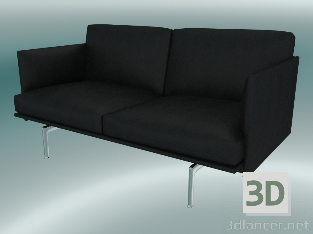3d model Contorno del sofá de estudio (cuero negro refinado, aluminio pulido) - vista previa
