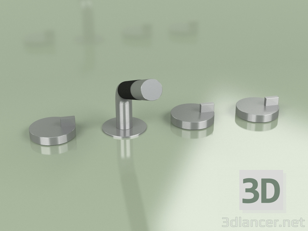 3d model Mezclador de dos orificios y mezclador hidroprogresivo con ducha de mano (18 99, AS) - vista previa