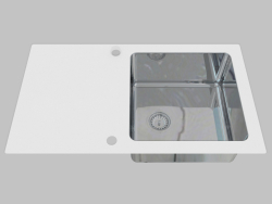 Lavaggio vetro-acciaio, 1 camera con un'ala per l'asciugatura - Edge Diamond Pallas (ZSP 0W2C)
