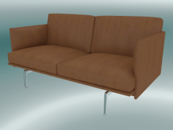 Esboço do sofá do estúdio (refinar o couro de conhaque, alumínio polido)