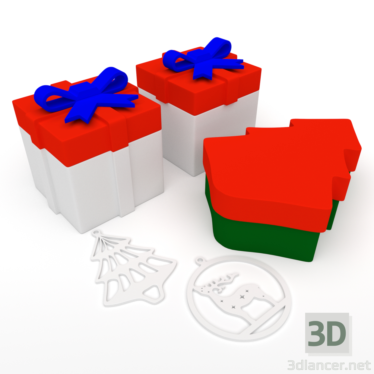 3d модель рождественская подарочная упаковка – превью