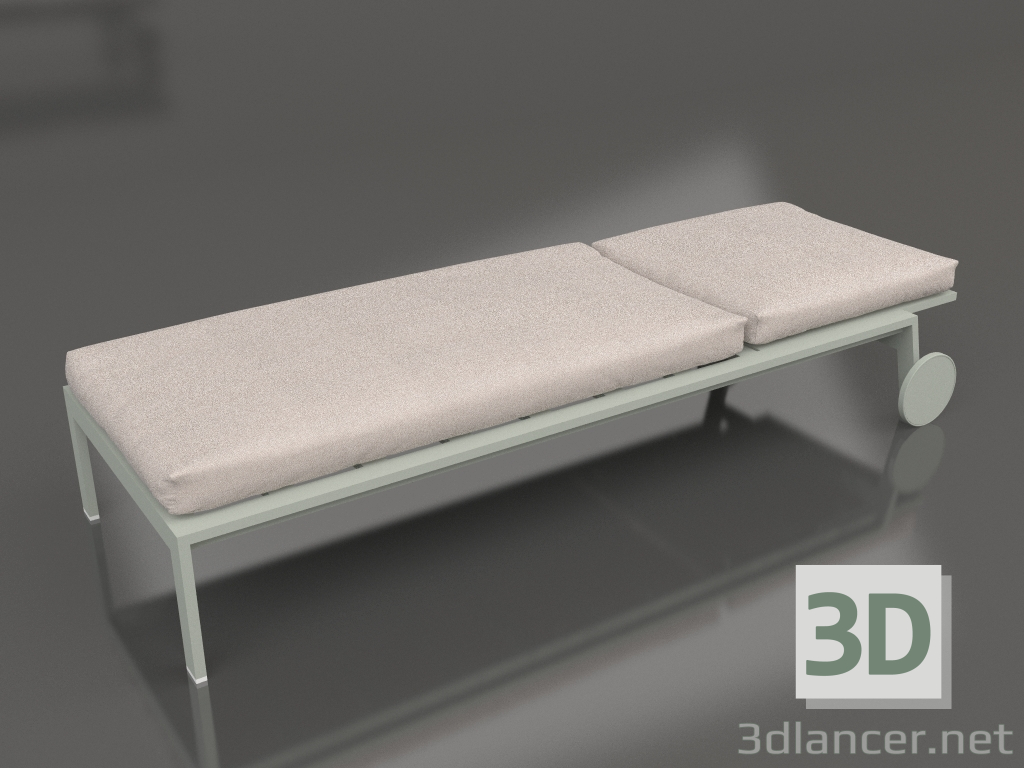 modello 3D Chaise longue con ruote (Grigio cemento) - anteprima
