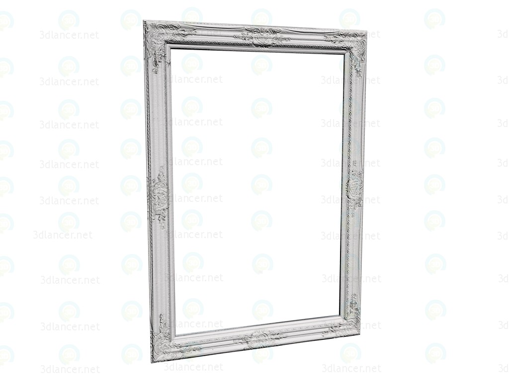 3D Modell Spiegel Barock glänzend weiße 104 x 74 - Vorschau