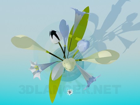 3d модель Букет цветов в вазе – превью