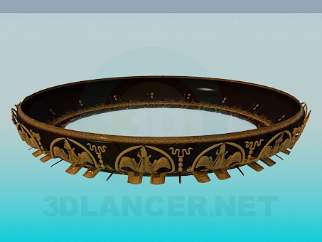 Modelo 3d Lustre circular com ornamento de ouro - preview