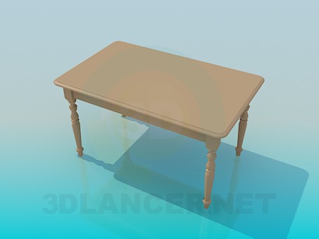 3d модель Кухонный столик с резными ножками – превью