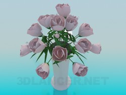 Vase with pink roses
