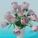 Modelo 3d Vaso com rosas cor-de-rosa - preview