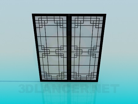 3d model Sliding doors with frosted glass - preview