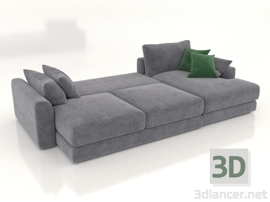 3 डी मॉडल सोफा-बेड शर्लक (मुड़ा हुआ, असबाब विकल्प 5) - पूर्वावलोकन