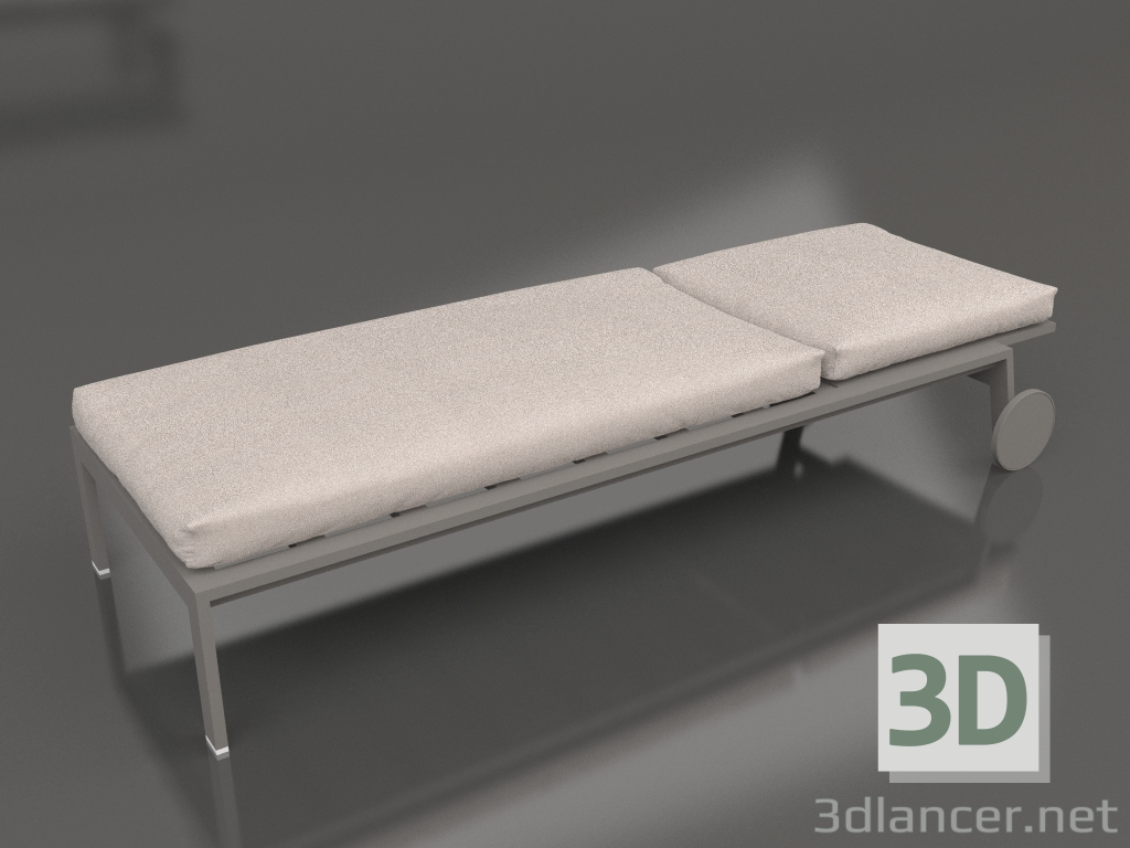 modello 3D Chaise longue con ruote (Grigio quarzo) - anteprima
